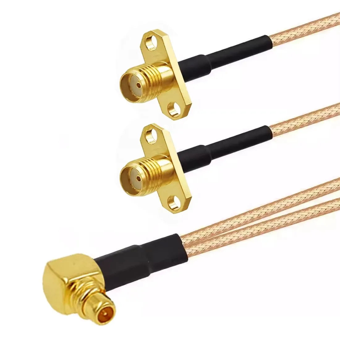 MMCX Male Right Angle to 2X SMA 2-Hole Panel Y Type Splitter Combiner Pigtail Cable 15CM 6" For Wifi Router