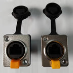 1pc RJ45 Waterproof Connector Orange&Black Panel Mount+Wire Connector RJ45 Ethernet/Network Connector IP65 Level