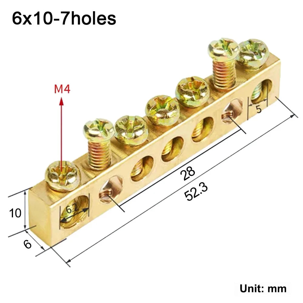 Grounding Bars Copper Wire Connector Multi-specification With Hole Screw Brass Connection Row Zero Ground Terminal Electrical