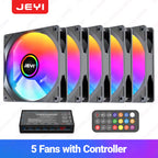 JEYI 120mm PC ARGB Cooling Fan AURA SYNC RGB Computer Fans Ultra Silent Heatsink Ventilador with 4PIN PWM and 5V 3PIN ARGB Port