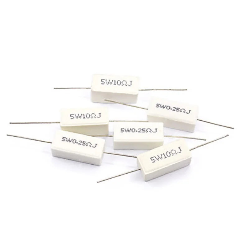 10PCS 5W 5% Cement Resistor Power Resistance 0.1R-100K 1R 2.7R 10R 43R 470R 0.15 0.25 0.47 0.68 1 3 10 12 22 27 47 100 500 ohm