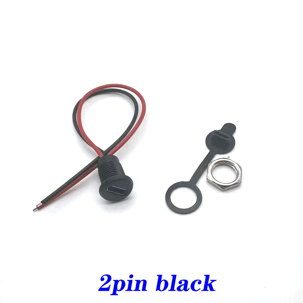 USB 2P/4P/5P/6P Connector Type-C Waterproof with PH 2.0 Nut Locking Plate Female Waterproof High Current Fast Charging Jack Port