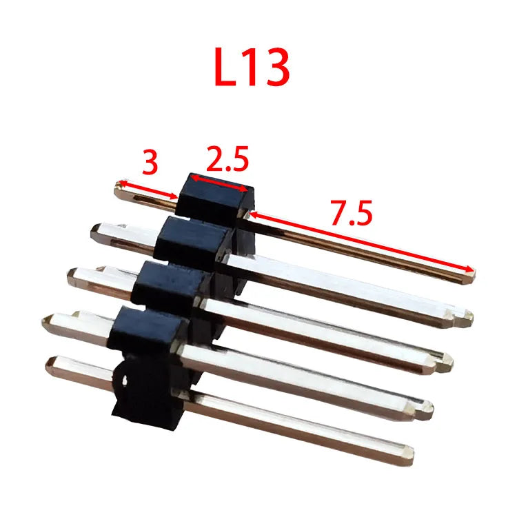 5pcs 2.54mm Pin Header Double Row Single Plastic 2X40P L8.5/9.5/11.4/13/15/21/25/30mm Straight  Gold Board Spacer Male Berg