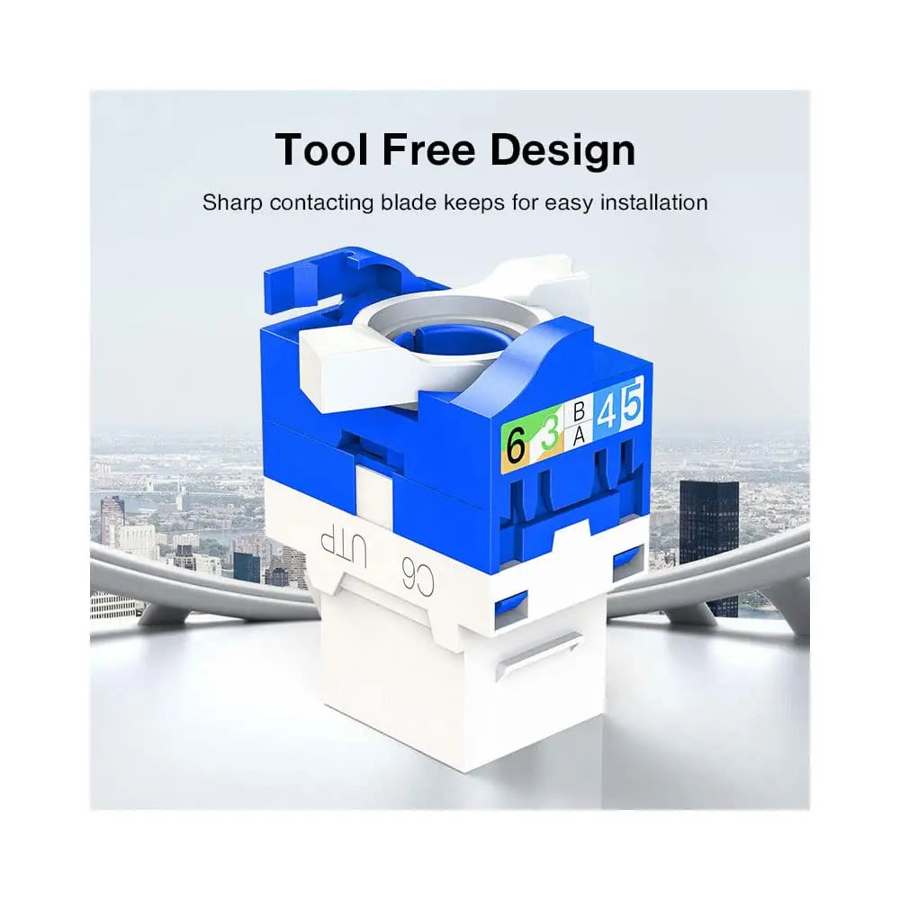 Cat6/Cat6A/Cat5e Tool-Less RJ45 Keystone Jack Network Coupler Ethernet Wall Jack Connectors High-speed RJ45 Keystone Adapters