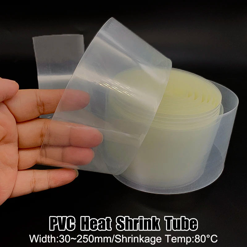 18650 Transparent PVC Heat Shrink Tubing Width 30~250mm-Flexible Anti-Corrosion Waterproof Battery Thermal Shrinkage Insulated