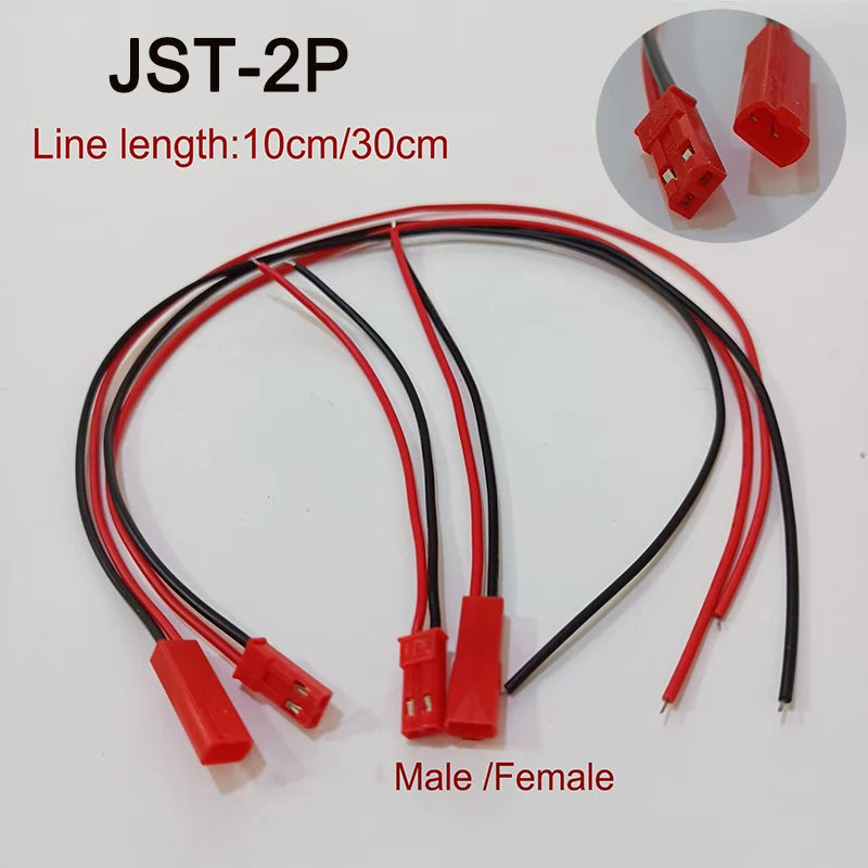 5/10 pcs 20 AWG JST Plug Connector 2-Pin Male Plug Connector Cable Suitable for LED Light Strip Remote Control Toy Battery