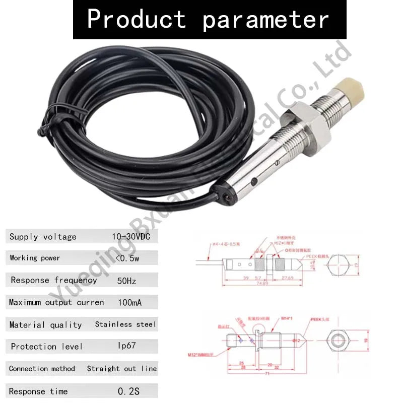 Capacitive Liquid Level Sensor 6mm Detection Distance NPN PNP NO NC Output Types for Level Measurement