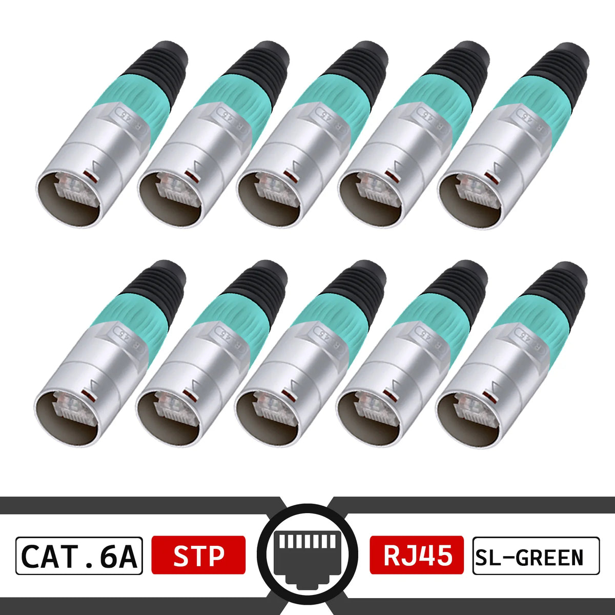 10pcs STP RJ45 8P8C CAT.6A Crystal Jack+10pcs Waterproof RJ45 Male Plug LAN Network Ethernet Ethercon Connector Wire Connectors