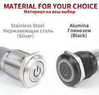 2NO2NC 16/19/22mm Waterproof Metal Push Button Switch LED Light Momentary Car Engine Power Switch 3/6/12/24/220V silver 1NO1NC