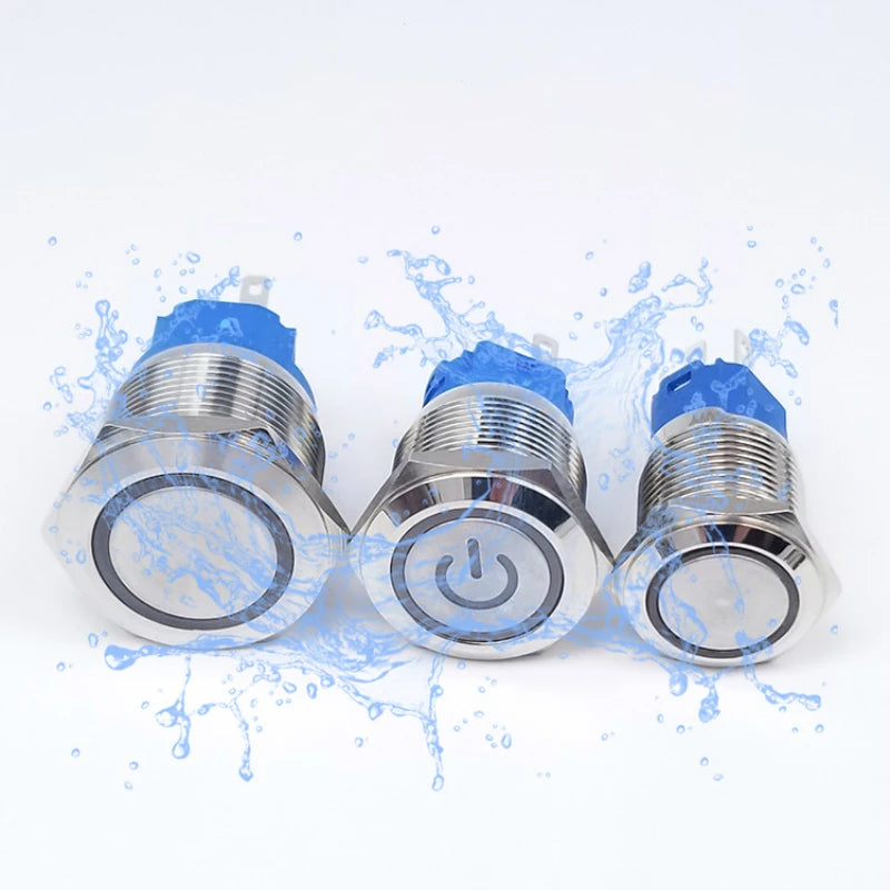 Button Switch 12/16/19/22mm Momentary Latching Fixed Push On Off Power Start Stop Electric LED Light 3V 6V 12V 24V 220V