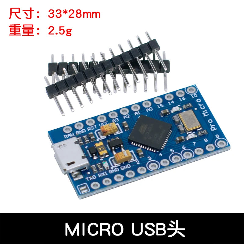Micro ATmega32U4 5V 16MHz Original Chip Replace ATmega328 For Arduino Pro Mini With 2 Row Pin Header