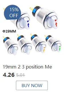 1pc 16mm 19mm 22mm Waterproof Metal Latching Emergency STOP Mushroom Push Button Switch Button Switch Knob Rotary Switch