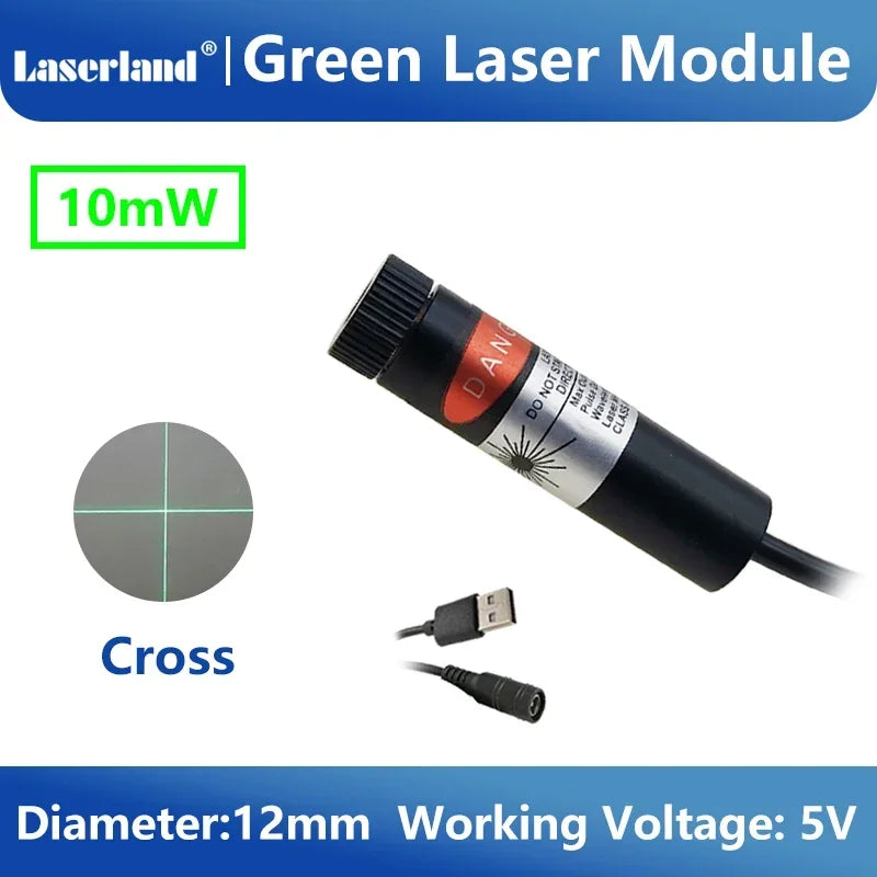Green Laser Diode Module 10mW Dot Line Cross Projector for Alignment of Cloth Cutting Location