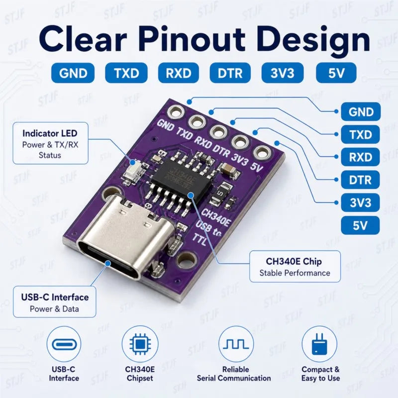 CH340N /CH9340C USB 2.0 To TTL Module Alternative CP2104 CP2102 PL-2303HX HT42B534 FT232RL CH340E Supprt linux/mac/windows OTG