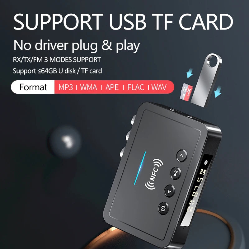 Bluetooth 5.0 Receiver Transmitter FM Stereo AUX 3.5mm Jack RCA Optical Wireless Audio Adapter Remote Control For TV  Car Kit