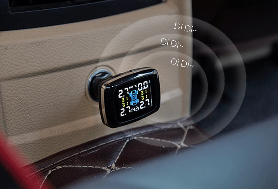 Smart Cigarette Lighter USB TPMS Car Tire Pressure Alarm Monitor System 4 Sensors Display Tyre Pressure Temperature Alarm