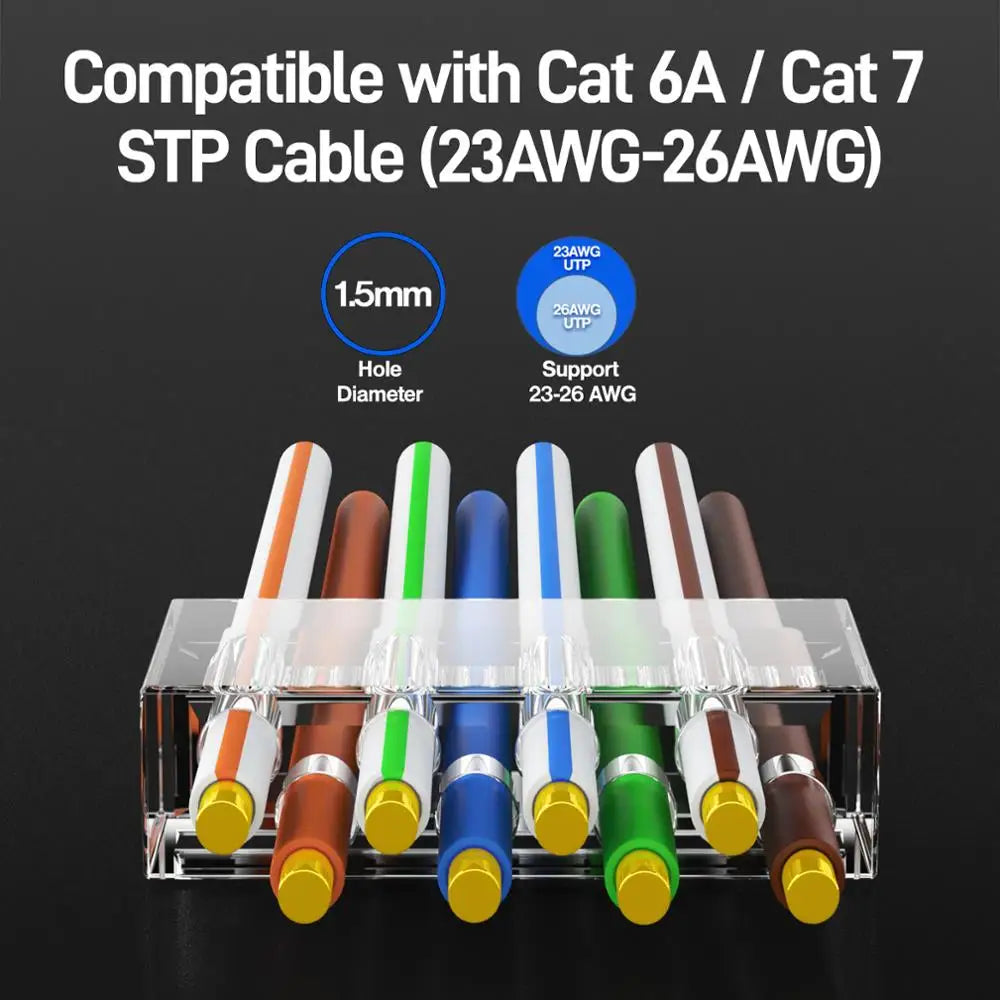 AMPCOM CAT7 RJ45 Connector with Load Bar, Two-Piece Suit 10Gbps STP Modular Plug for Cat7 CAT6A 23-26AWG Shielded Ethernet Cable