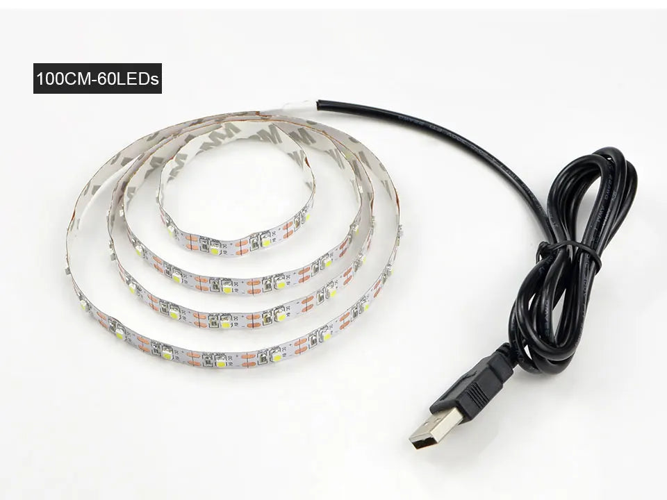 5V 1M 2M 3M 4M 5M USB Cable Power LED strip light lamp SMD 3528 Christmas desk Decor lamp tape For TV Background Lighting