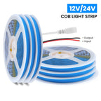 DC 12V 24V COB LED Strip Light 320 480 528 LEDs Flexible Tape High Density Linear Lighting Warm White 8mm PCB 0.5m 1m 2m 5m 10m