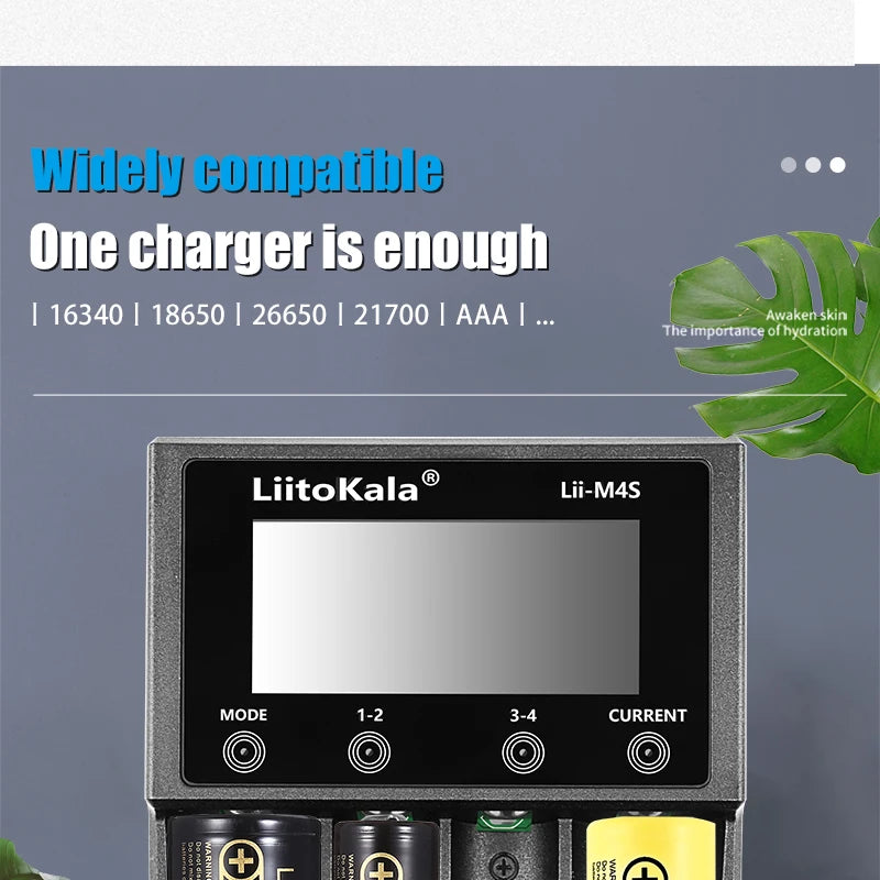 LiitoKala Lii-M4S 5V EU AU UK US Plug Battery Charger For 3.7V 18650 26650 21700 14500 18350 17500 1.2V AA AAA A C