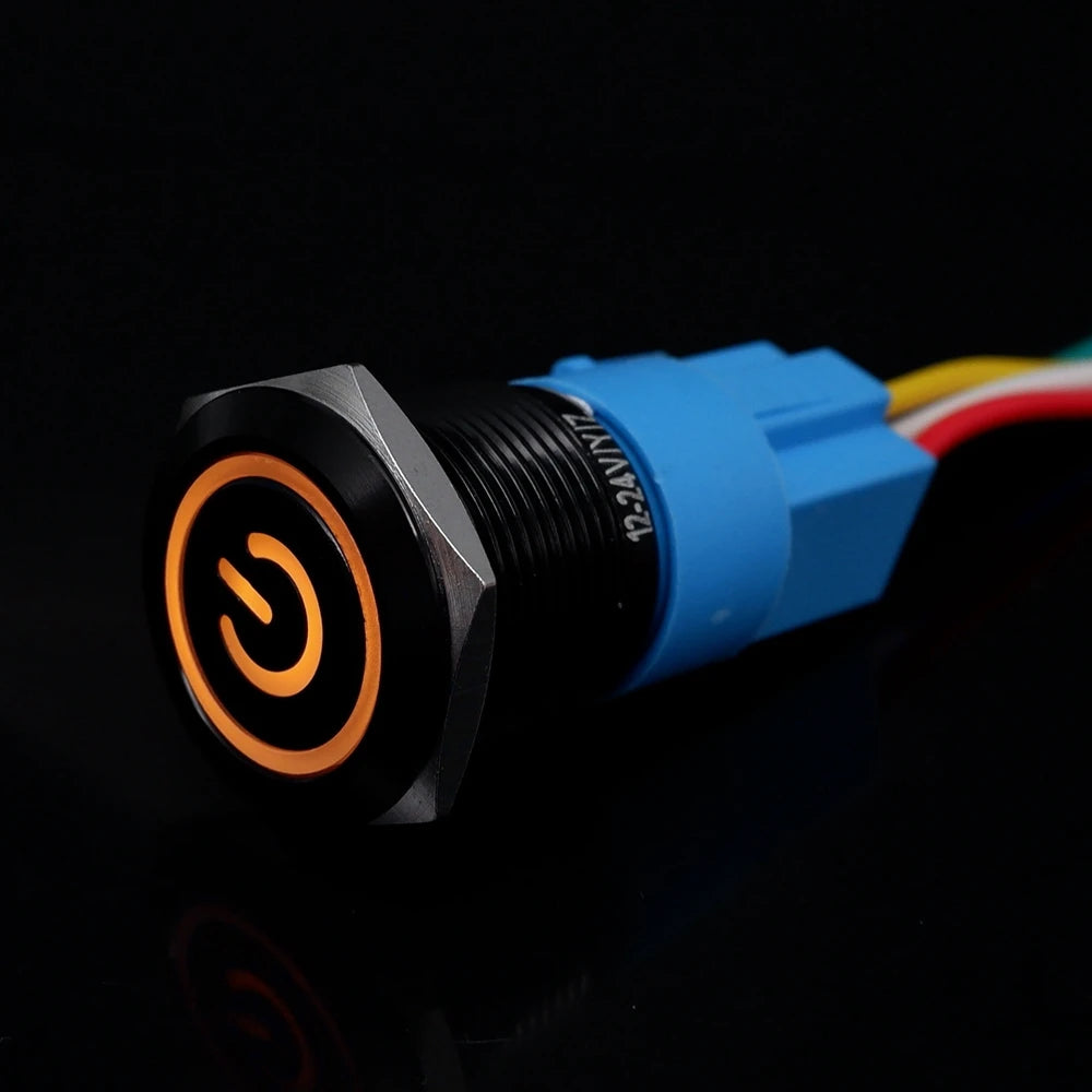 12/16/19/22mm Push Button Switch Oxidized Black Momentary Latching Fixed On Off Power Switch with wire LED Light 5V 12V 24V 220V