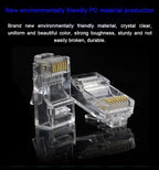 RJ45 Connector Pass Through CAT6 CAT5E Modular Plug Network Ends UTP 3U 50u Gold Plated 8P8C Crimp End for Ethernet Cable