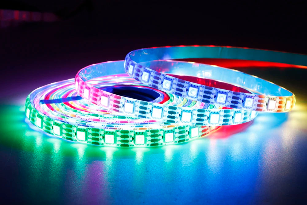 WS2811 WS2812B WS2813 WS2815 5050RGB LED Strip Lights Individually Addressable 30/60/144Pixels/Leds/m Black /White PCB DC5V/12V
