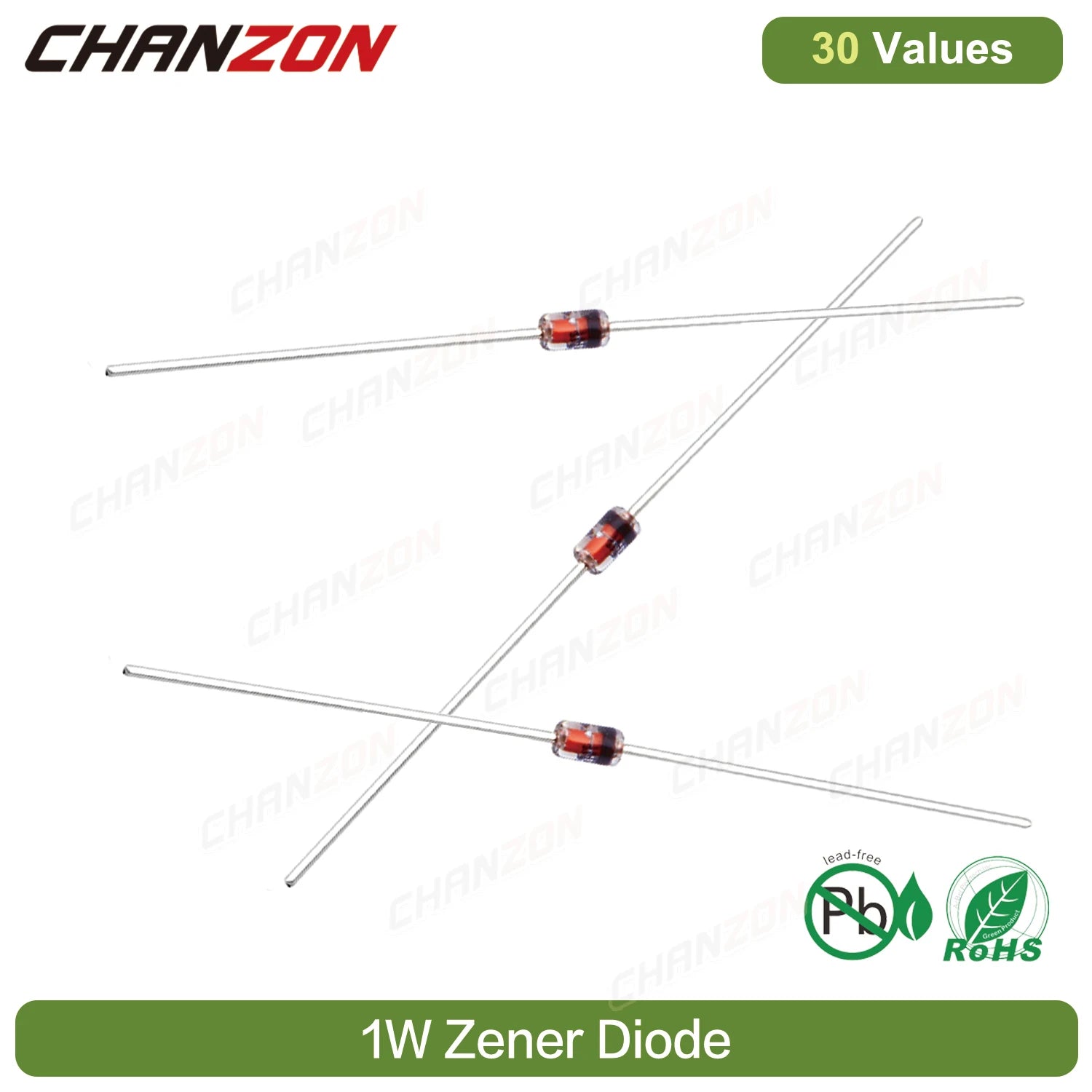 30 Values 1W Zener Rectifier Diode Kit 3V 3.3V 3.6V 5V 5.1V 5.6V 7.5V 10V 12V 13V 15V 16V 18V 20V 22V 24V 30V 33V 47V Assortment