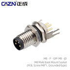CAZN M8 Welding Panel Connector Male Female Back Mount Socket SMD 3 4 5 6 8 Core Angle Pin Male and Female Socket