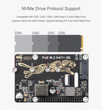 Raspberry Pi 5 PCIe To M.2 With PoE HAT (B) Supports NVMe Protocol M.2 Solid State Drive High-speed Reading Writing Pi 5 PoE HAT