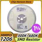 5000PCS 1206 300K~680K  SMD Resistor  330 360 390 430 470 510 560 620K 1% Ohm Chip Resistor 1/4W New