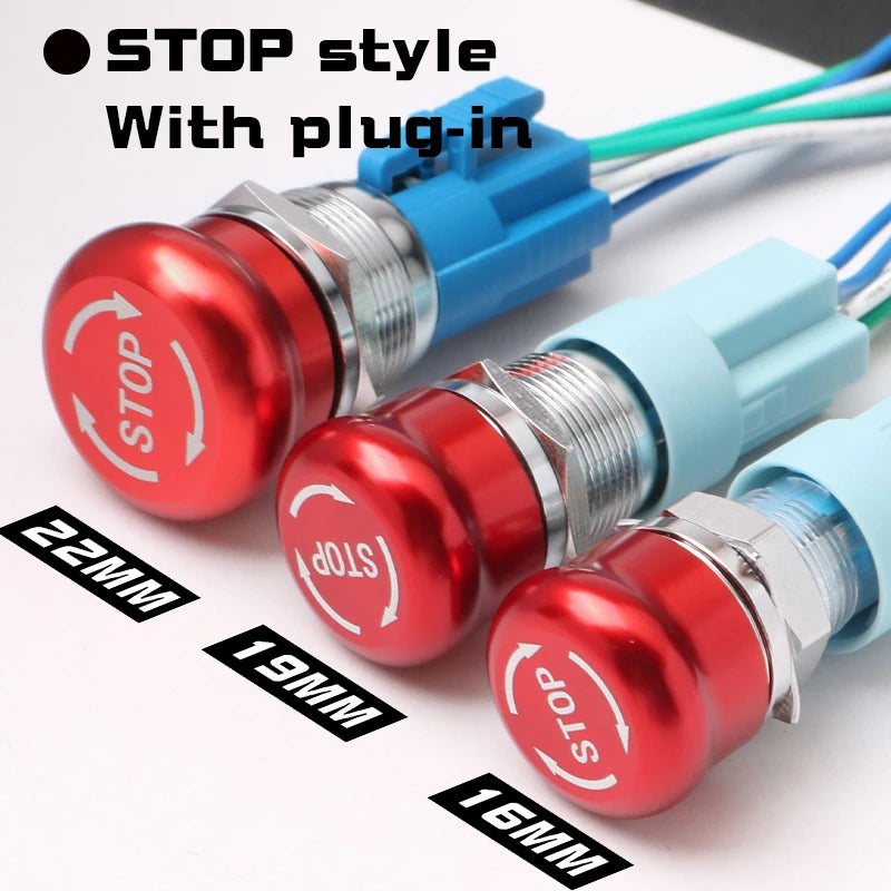 1PCS 16mm19mm22mm Metal Emergency Stop Button Switch Waterproof Mushroom Head Self-locking 3Pins 1NO1NC 6Pins 2NO2NC