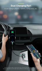 Bluetooth 5.3 FM Transmitter Car Cigarette Lighter Dual USB Fast Charging Handsfree Calling Vehicle Audio Receiver