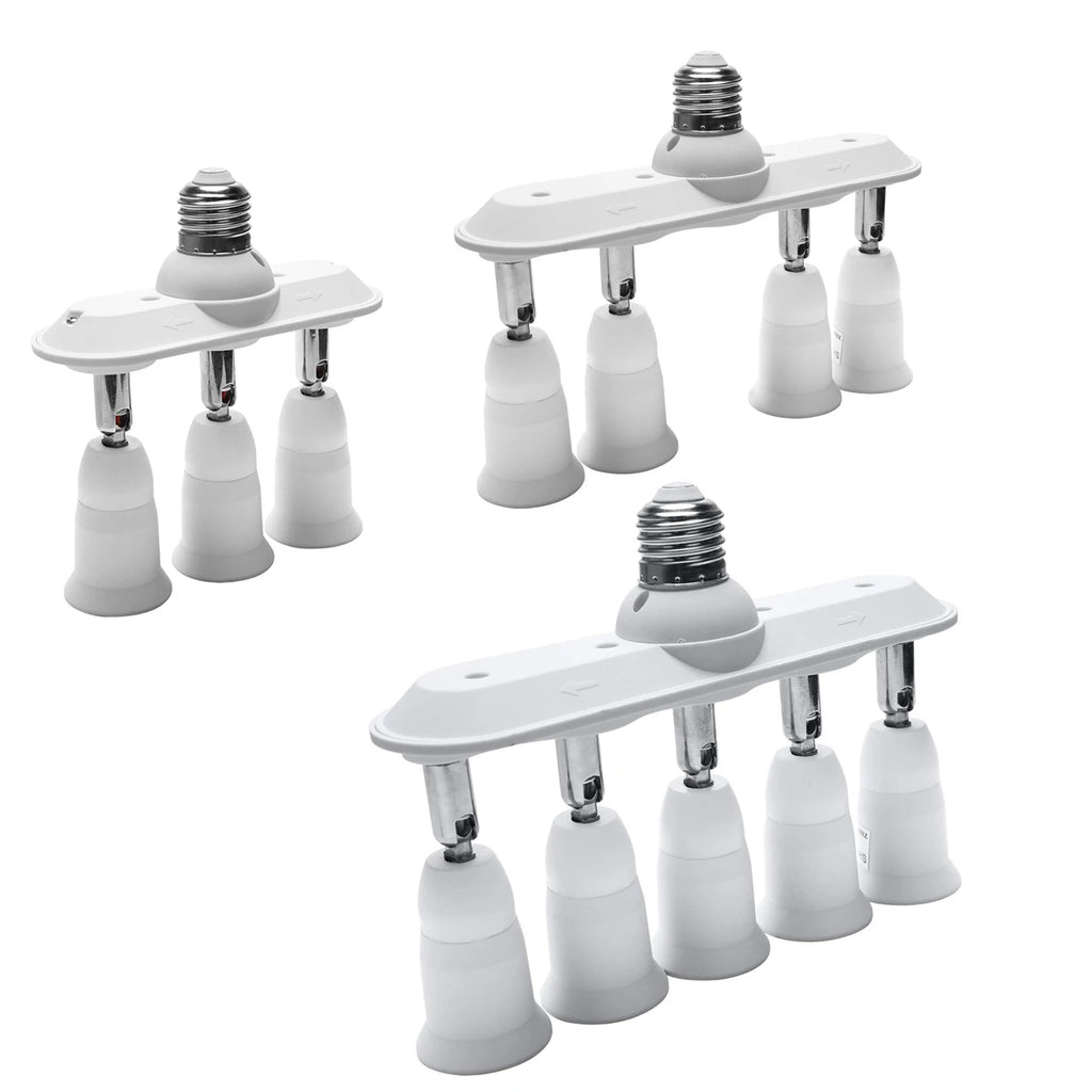 E27-5E27 3/4E26 Linear Edison Screw CFL LED Lamp Bulb Base Adapter 250V 2A Light Socket Splitter Extender