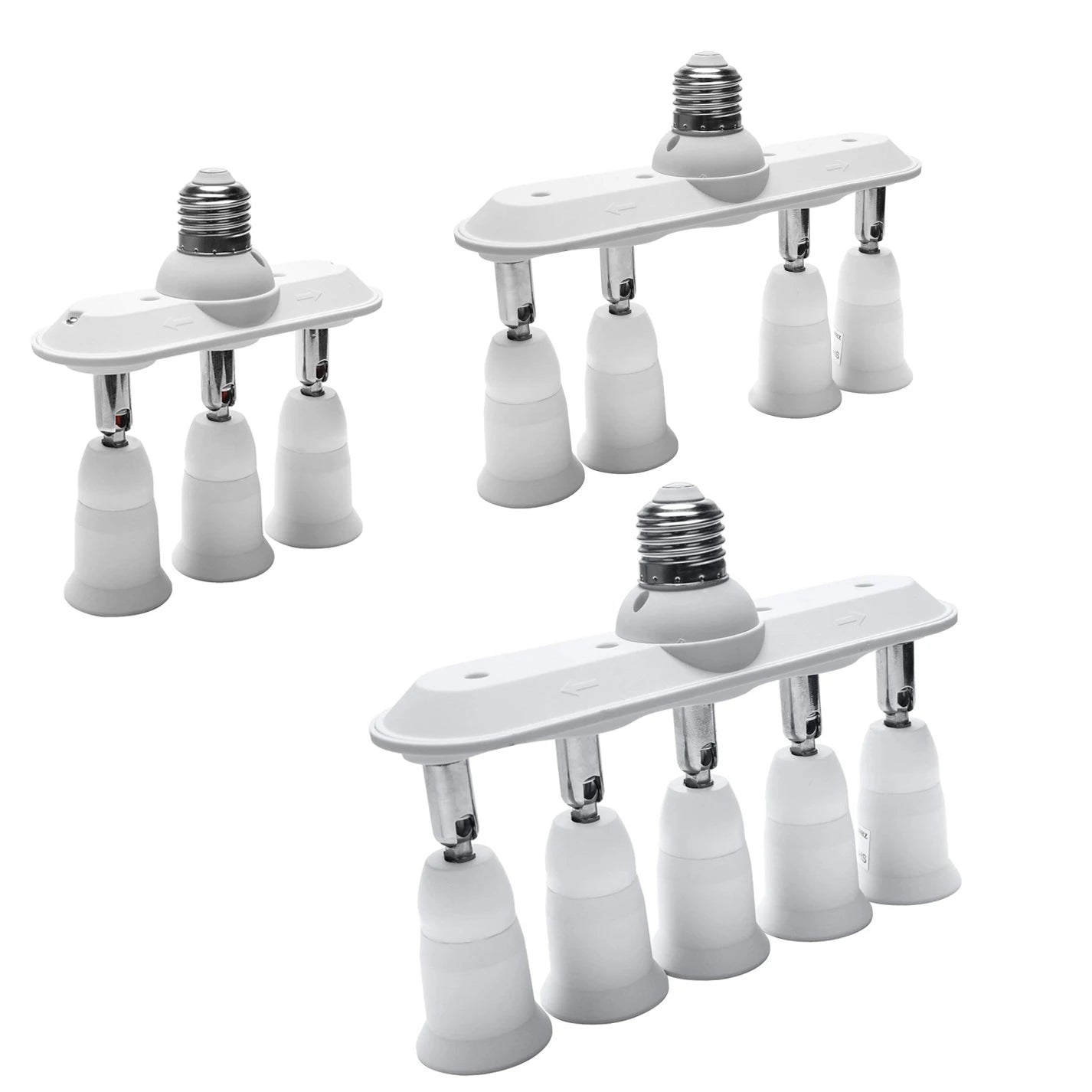 E27-5E27 3/4E26 Linear Edison Screw CFL LED Lamp Bulb Base Adapter 250V 2A Light Socket Splitter Extender
