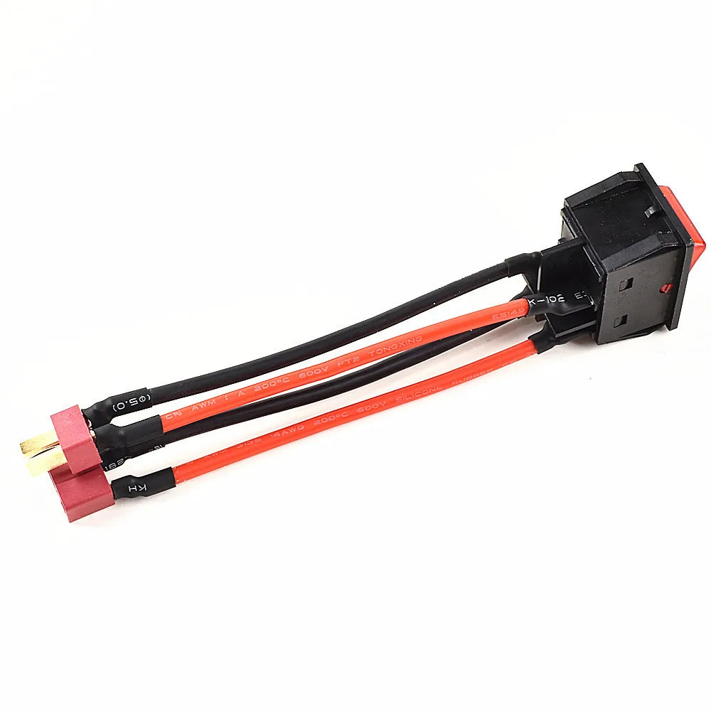 30A 32A 50A 12V 24V Battery Main Switch Large Current On-off with XT60/T Plug 14AWG Wire for RC Tug/Bait Boat 550 775 Motor