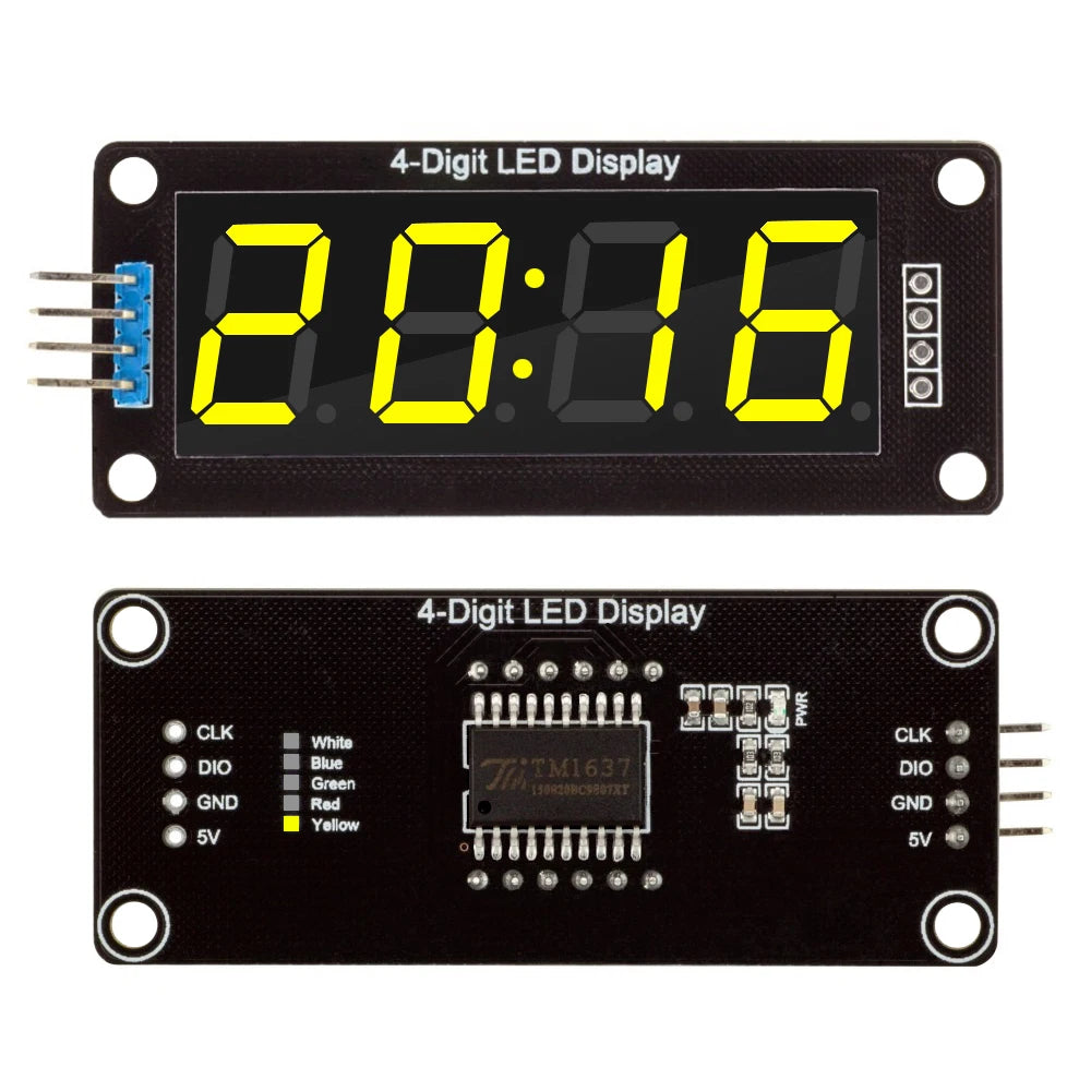 TM1637 LED Display Module 4 Digit 7 Segment Digital Tube 0.56 inch Time Clock Indicator Tube Module Double Dots for Arduino