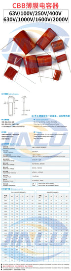 CBB 2000V Polypropylene Film Capacitor 2KV 102J 103J 104J 105 152J 153J 182J 183J 221J 222J 223J 272J 331 332 224 334 10nF 100nF