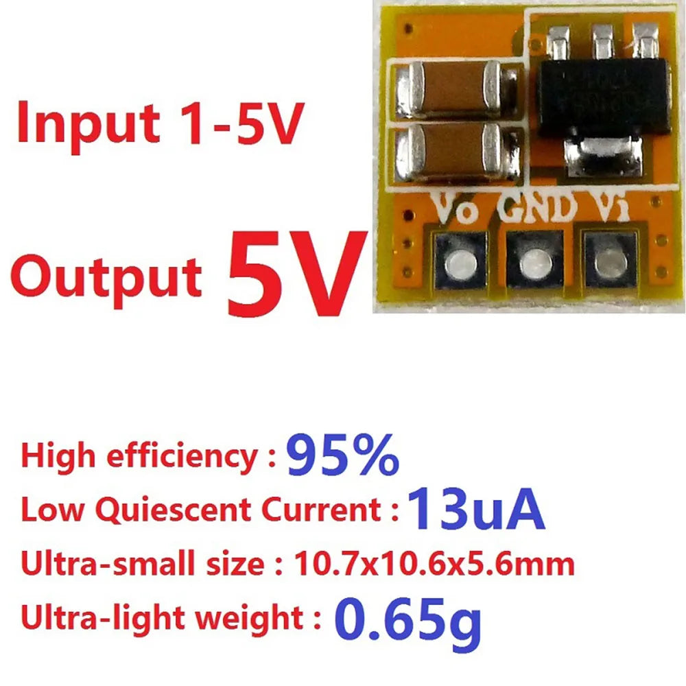 0.7-5V to 3V/3.3V/5V Boost Converter Module 95% Efficiency for AA/AAA Battery Motor Breadboard Power Supply With/Without Pin