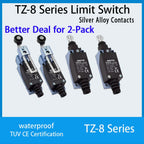 2Pcs CNTD TZ‑8 Series Micro Limit Travel Switch IP65 Waterproof 1NO+1NC 10A 250VAC Industrial Mechanical Position Switch