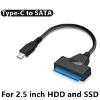 USB SATA 3 Cable Sata To USB 3.0 / 2.0 Adapter Support 2.5Inch External SSD HDD Hard Drive UP To 6 Gbps 22 Pin Sata III Cable