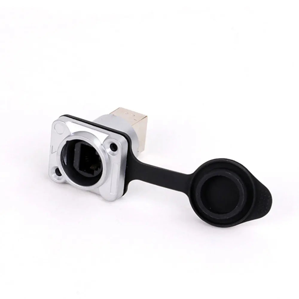 10pcs Waterproof D type RJ45 Connector Female to Female Socket Metal Shell Chassis Panel Mount Network Ethernet RJ45 Adapter