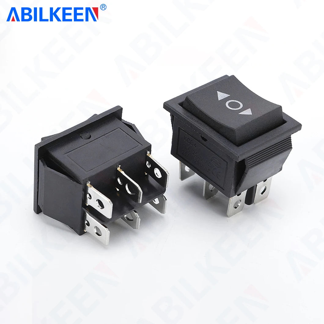 50PCS/LOT ABILKEEN KCD2-203-3 Rocker Toggle Switch DPDT 6Pin Latching/Momentary(Reset) 3Position KCD2 Rocker Switch 16A 250VAC