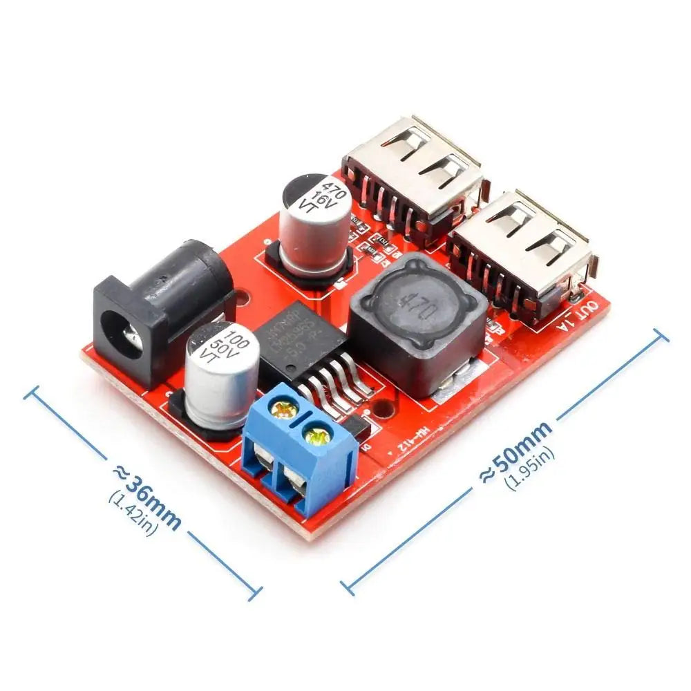 LM2596 LM2596S Dual USB DC-DC 9V 12V 24V 36V to 5V 3A Step Down Buck Converter Board Car Charger Solar Power Supply Module