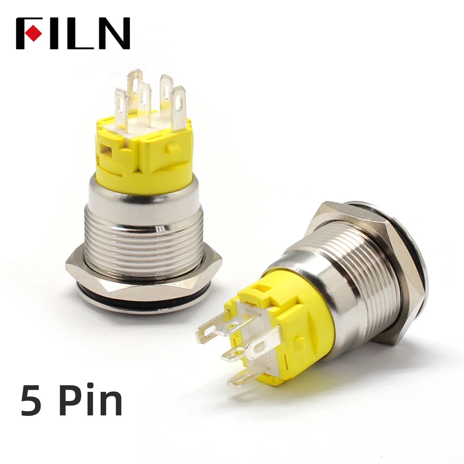 FILN 16mm 19mm 22mm Stainless Steel Waterproof LED Indicator Metal Push Button  Switch Power Symbol   Start Stop Power on Off