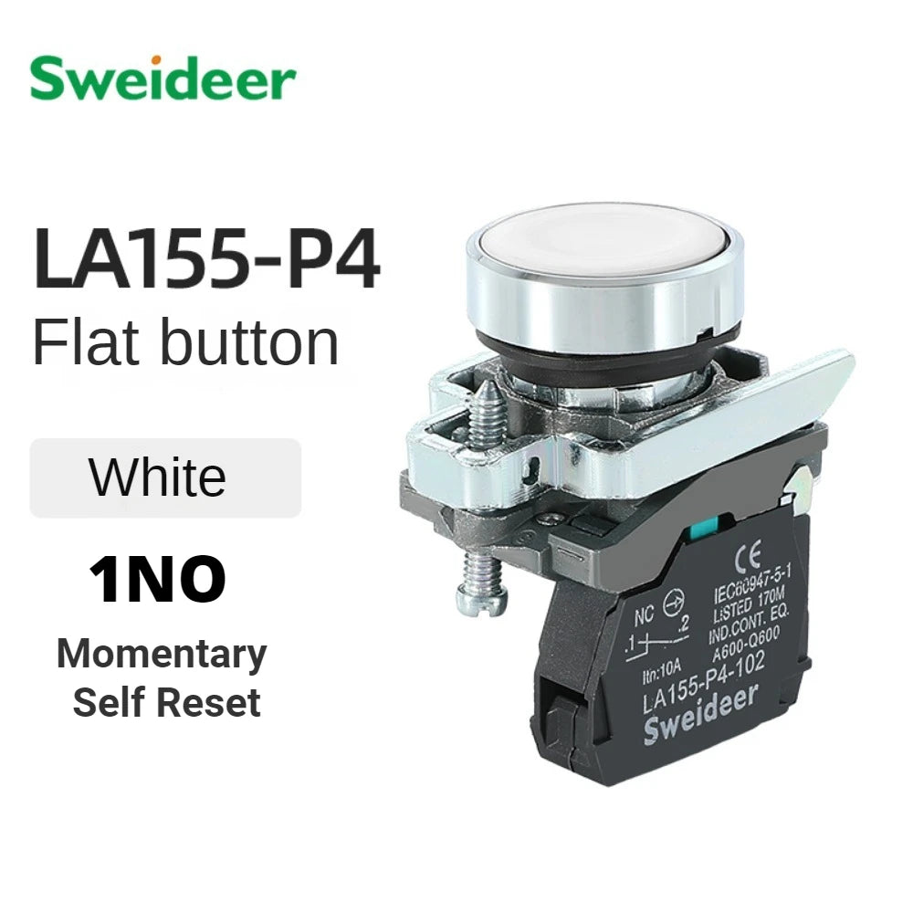 XB4 Button Switch Momentary Self Reset Flat High Head 22mm Power Push Button Switch with Light XB4-BA42 BA31 BA51 10A NC/NO Red