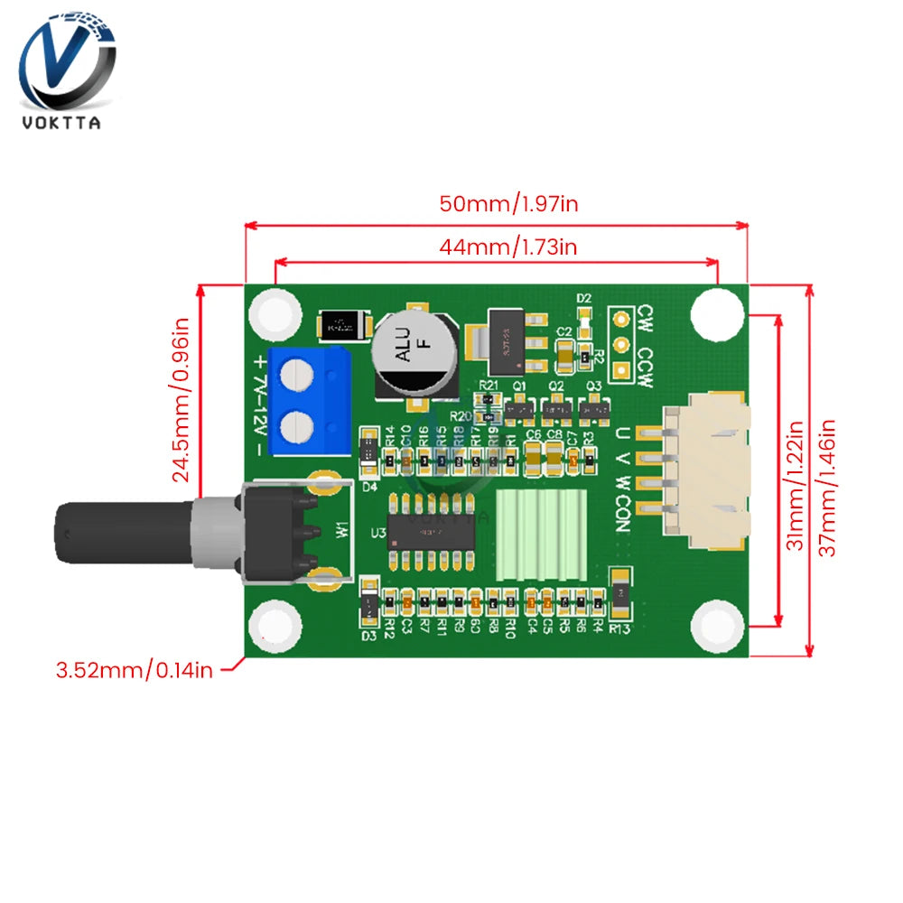 DC7-12V BLDC PWM Hall Motor Speed Controller Module 3/4 Wire Brushless Motor Driver Board Governor Volt Current Protection Board