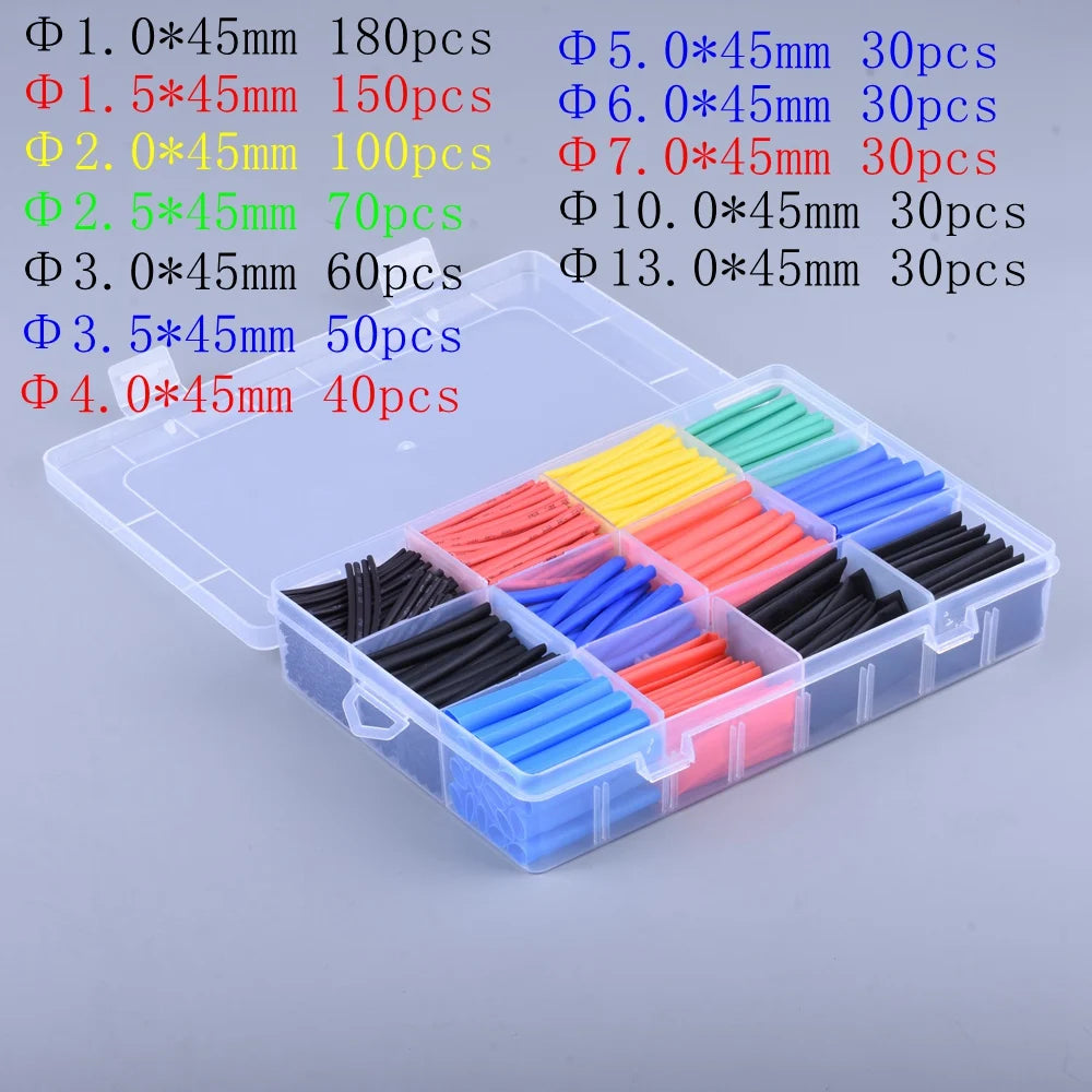 127-800pcs Heat-shrink Tubing Thermoresistant Tube Heat Shrink Wrapping Kit Electrical Connection Wire Cable Insulation Sleeving