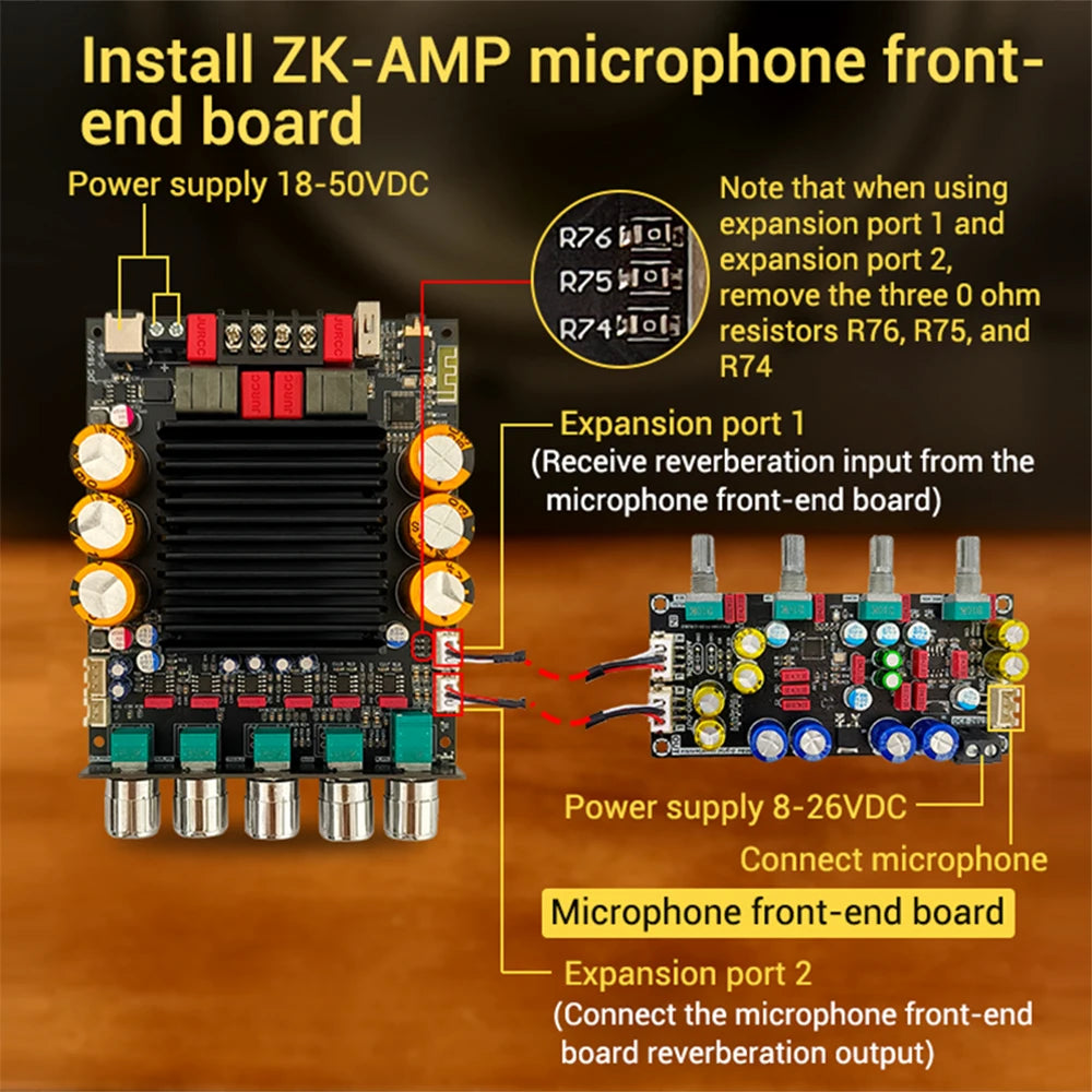 ZK-SUB600 BT Amplifier Board Module 2.0 Channel 300W+300W+Subwoofer Extension TPA3255 DC 18-50V with Subwoofer