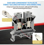 UK2.5B DIN Rail Terminal Block, 2.5mm² Screw Connection Wire Connector for Electrical Panel Wiring 20/50/100PCS